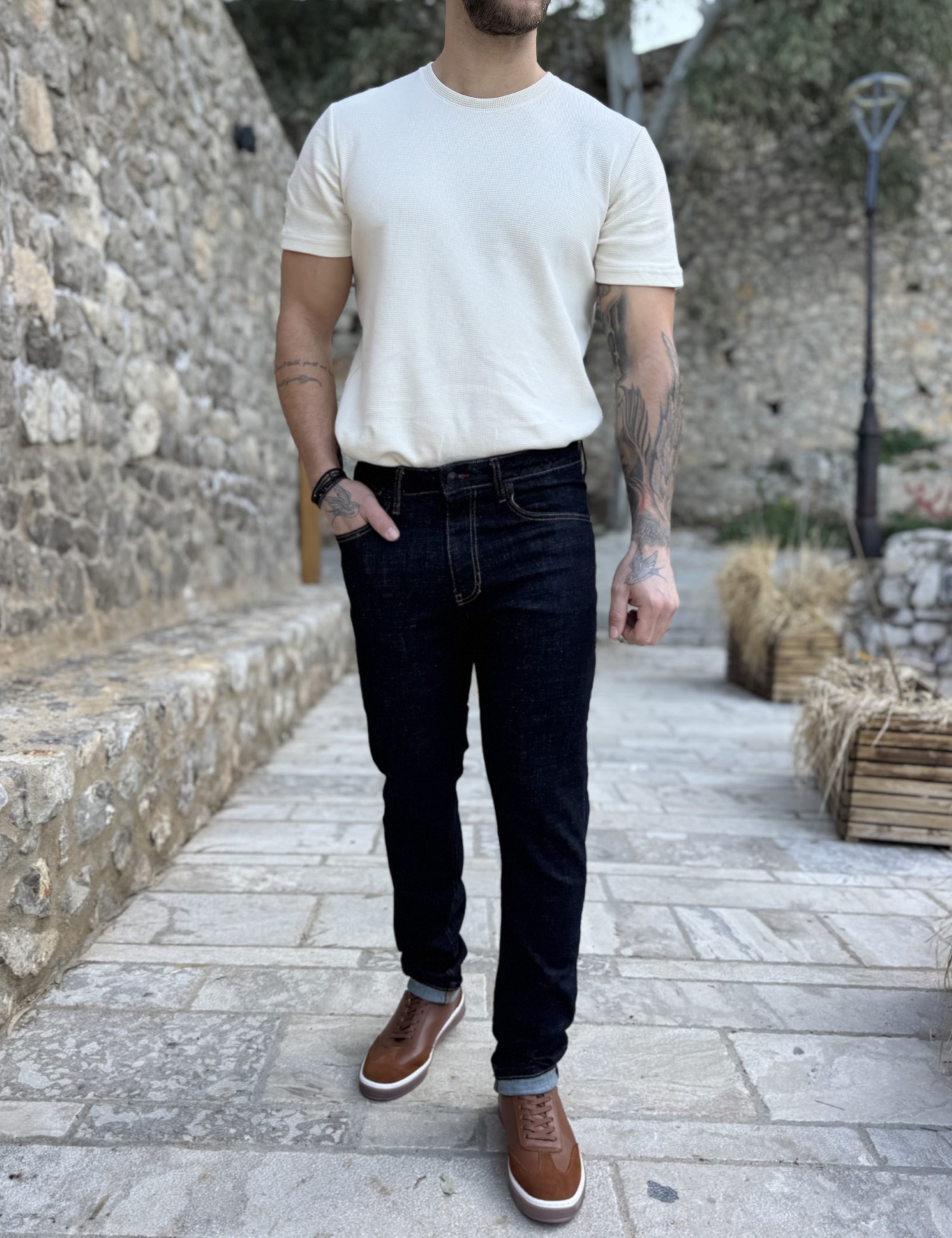 Ανδρικό blue black τζιν ελαστικό ίσια γραμμή GB5735 φωτογραφία